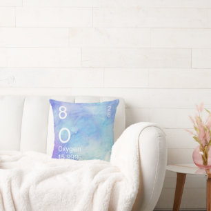 Blue Purple O Oxygen Element Watercolor Cushion