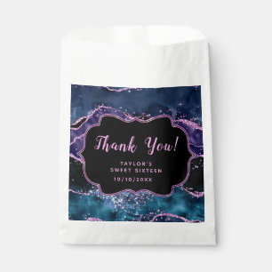 Blue Purple Ocean Agate Sweet Sixteen Thank You Favour Bags