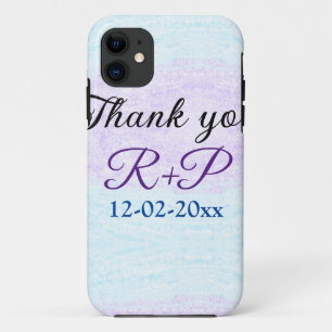 Blue purple ombre glitter sparkle thank you add iPhone 11 case