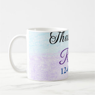 Blue purple ombre glitter sparkle thank you add coffee mug