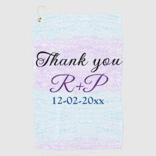 Blue purple ombre glitter sparkle thank you add golf towel