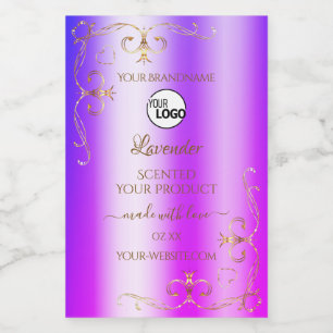 Blue Purple Ombre Gold Ornate Product Labels Logo