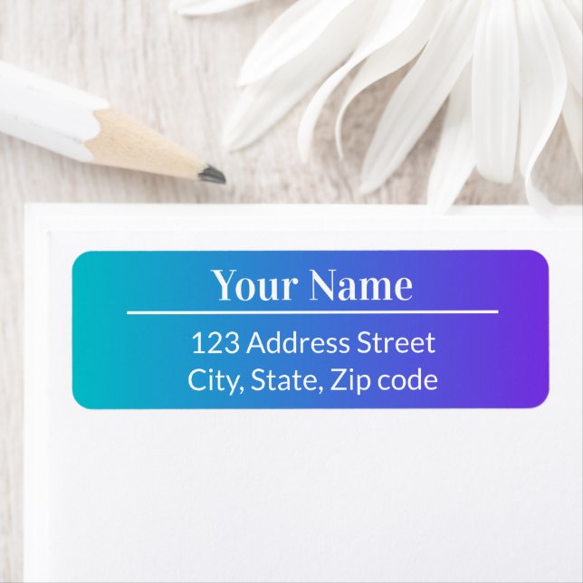 Blue Purple Ombre Modern Simple Name Mail Address (Insitu)