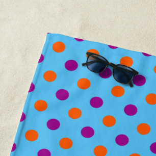 Blue Purple Orange Polka Dot Pattern Beach Towel