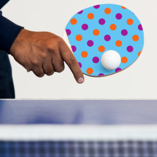 Blue Purple Orange Polka Dot Pattern Ping Pong Paddle