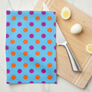Blue Purple Orange Polka Dot Pattern Tea Towel