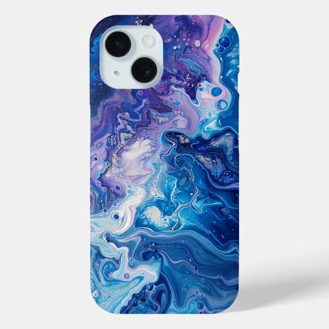 Blue Purple Paint Pour Abstract Liquid Aesthetic Case-Mate iPhone Case (Back)