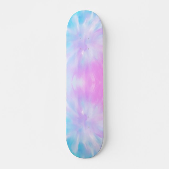 Blue Purple Pastel Tie Dye Skateboard (Front)