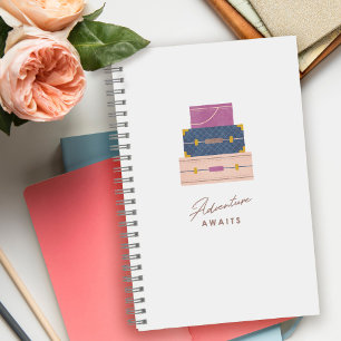 Blue Purple Peach Adventure Awaits Spiral Notebook