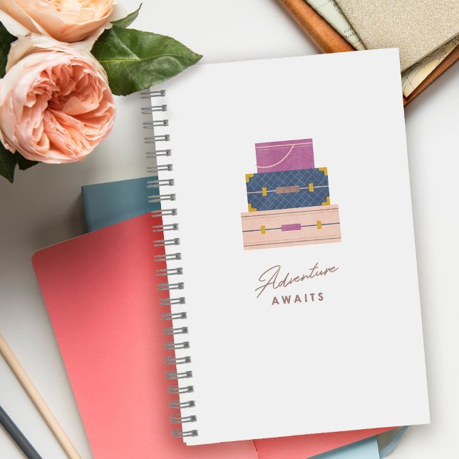 Blue Purple Peach Adventure Awaits Spiral Notebook (Creator Uploaded)