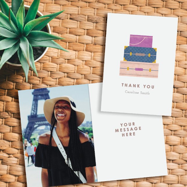 Blue Purple Peach Luggage Farewell Thank You Card (Creator Uploaded)