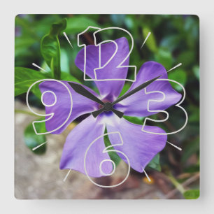 Blue purple petals square wall clock