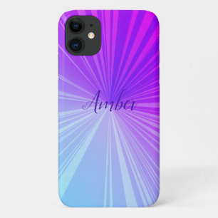 Blue Purple/Pink Action Swoosh Pattern Personalise iPhone 11 Case