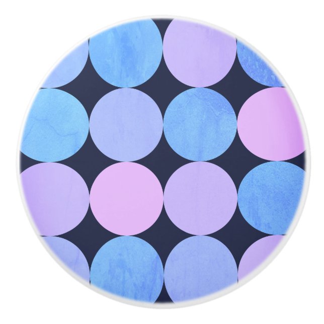 Blue Purple & Pink Circles Ceramic Knob (Front)