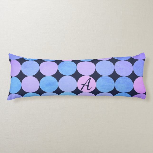 Blue Purple & Pink Circles Monogram Body Cushion (Front)