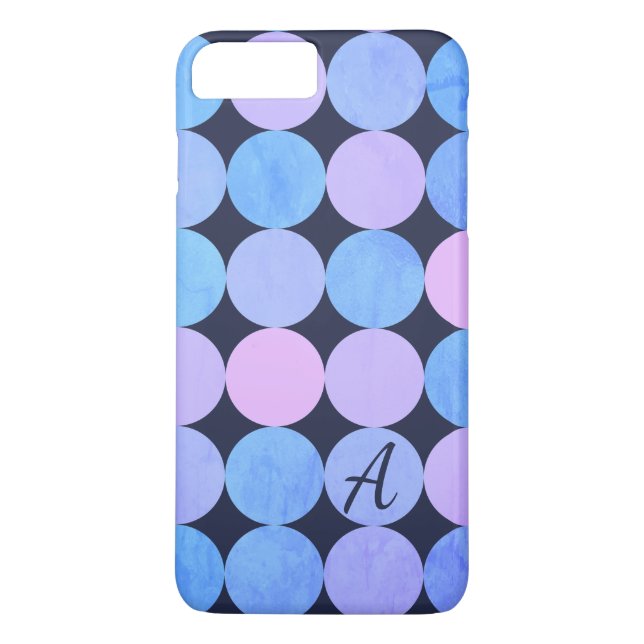 Blue Purple & Pink Circles Monogram Case-Mate iPhone Case (Back)