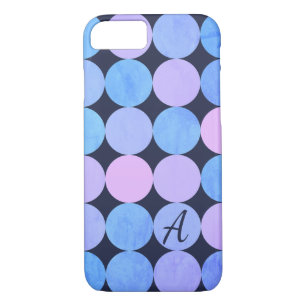 Blue Purple & Pink Circles Monogram iPhone 8/7 Case