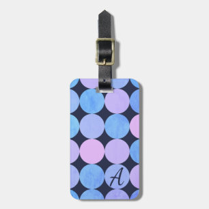 Blue Purple & Pink Circles Monogram Luggage Tag