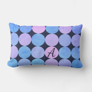 Blue Purple & Pink Circles Monogram Lumbar Cushion