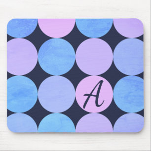 Blue Purple & Pink Circles Monogram Mouse Mat