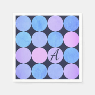 Blue Purple & Pink Circles Monogram Napkin