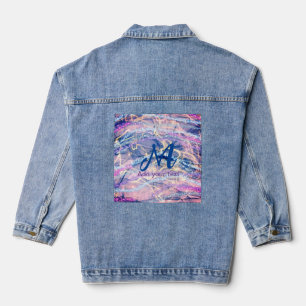 blue purple pink glitter marble add your text lett denim jacket