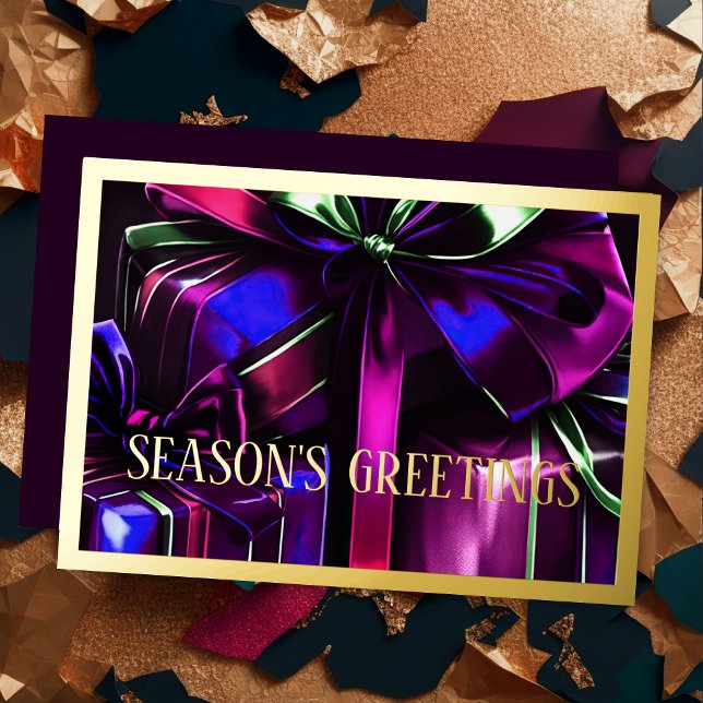 Blue Purple Pink Gold Christmas Gifts Foil Holiday Card (Creator Uploaded)