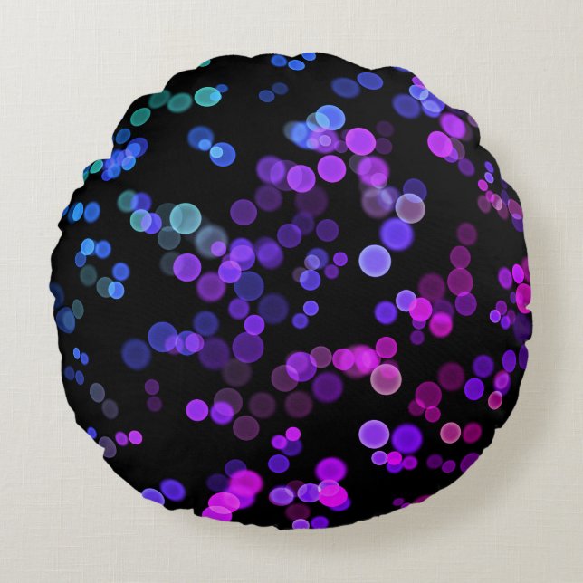Blue Purple Pink Green Abstract Bubble Pattern Round Cushion (Front)