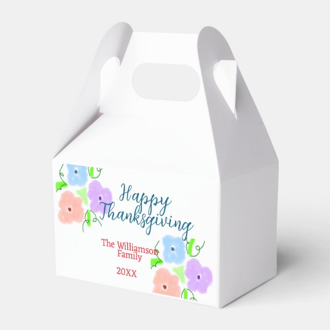 Blue purple pink happy thanksgiving add family n favour box (Front Side)