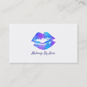 Blue Purple Pink Painted Lips Makeup Artist Business Card