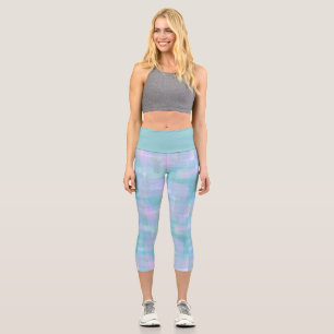 Blue Purple Pink Watercolor Modern Capri Leggings