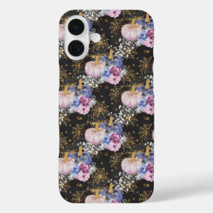 BLUE PURPLE PINK WHITE HALLOWEEN PUMPKINS iPhone 16 PLUS CASE