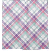 Blue, Purple, Pink & White Plaid Shower Curtain
