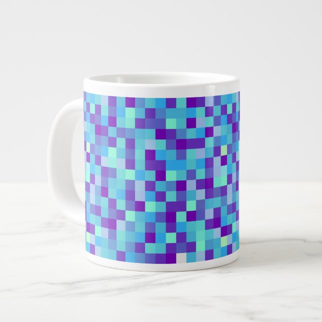Blue & Purple Pixel Pattern Mug (Front Left)