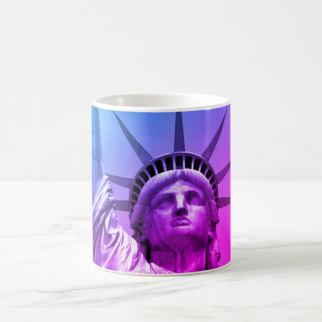 Blue Purple Pop Art Statue of Liberty New York Coffee Mug (Center)