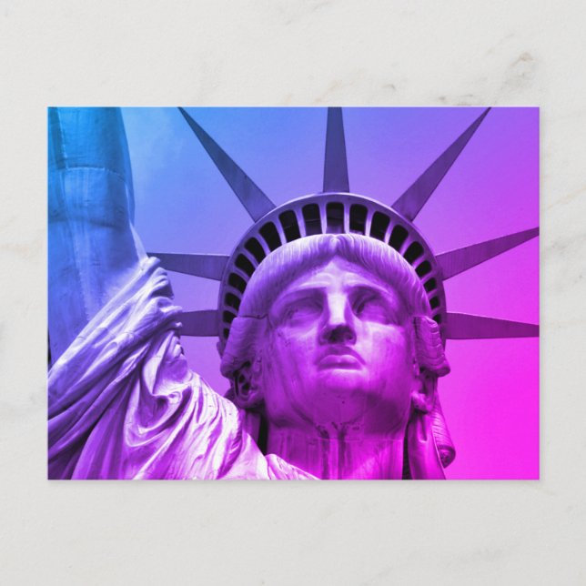 Blue Purple Pop Art Statue of Liberty New York Holiday Postcard (Front)