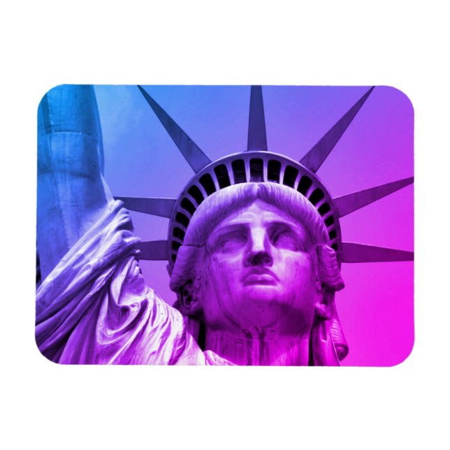 Blue Purple Pop Art Statue of Liberty New York Magnet (Horizontal)