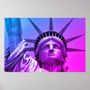 Blue Purple Pop Art Statue of Liberty New York Poster