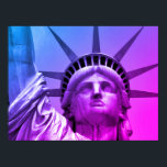 Blue Purple Pop Art Statue of Liberty New York Poster<br><div class="desc">American Iconic Symbols - Historical Statue of Liberty Close-up Photo Digitally Edited Poster Artwork</div>