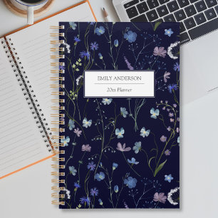 Blue Purple Pretty Wildflower Floral Pattern 2025 Planner