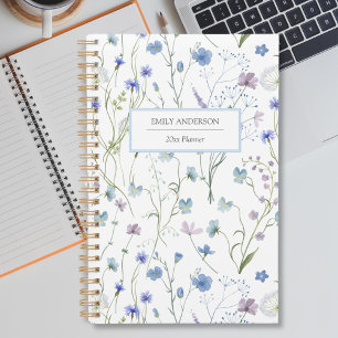 Blue Purple Pretty Wildflower Floral Pattern 2025 Planner