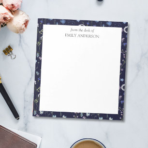 Blue Purple Pretty Wildflower Floral Pattern Notepad