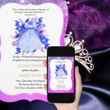 Blue Purple Quinceañera BLUE Floral Elegant