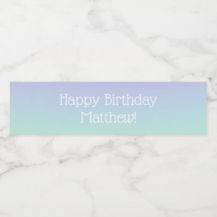 Blue Purple Rainbow Fairy Lights Boys Birthday Water Bottle Label