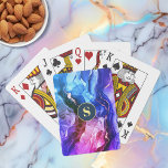 Blue, Purple & Red-Violet Liquid Ink, Monogram Playing Cards<br><div class="desc">A trendy Blue,  Purple,  and Red-Violet Liquid Ink design with personalised circle Monogram. Click “Customise” to change colours.</div>