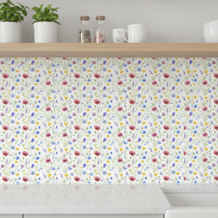 Blue Purple Red Watercolor Wildflower Tile