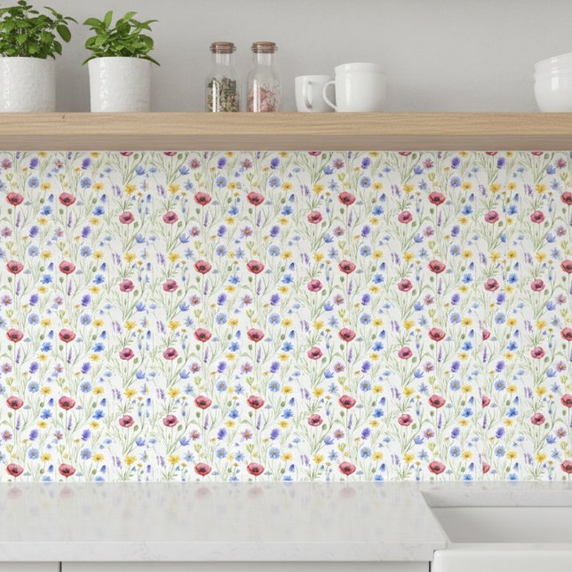 Blue Purple Red Watercolor Wildflower Tile (Creator Uploaded)