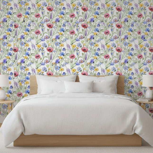 Blue Purple Red Watercolor Wildflower Wallpaper (Creator Uploaded)