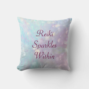 Blue Purple Reiki Sparkles Within Cushion
