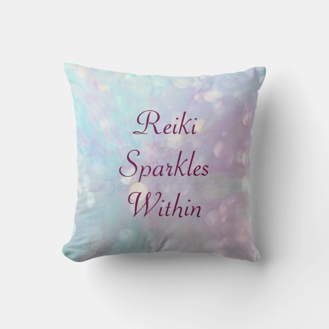 Blue Purple Reiki Sparkles Within Cushion (Front)